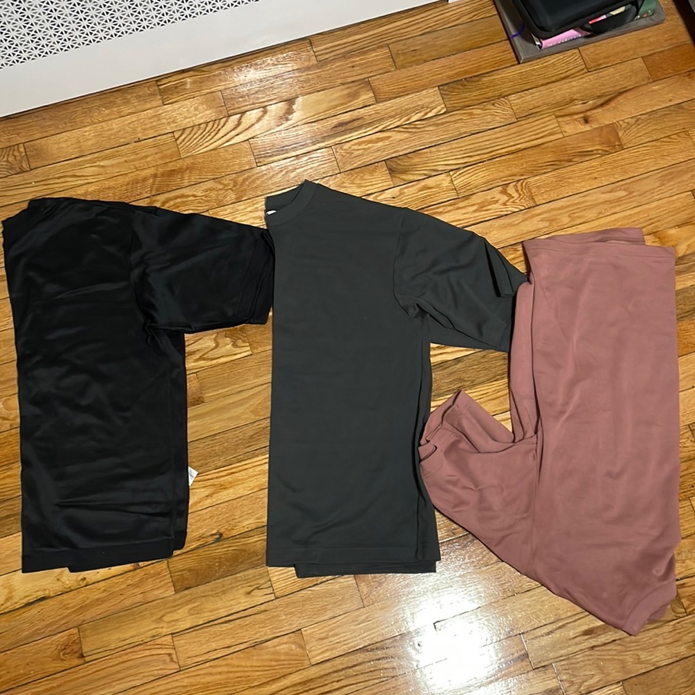 U AIRism Cotton Oversized Crew Neck T-Shirt Bundle Black/Gray/Salmon M/L